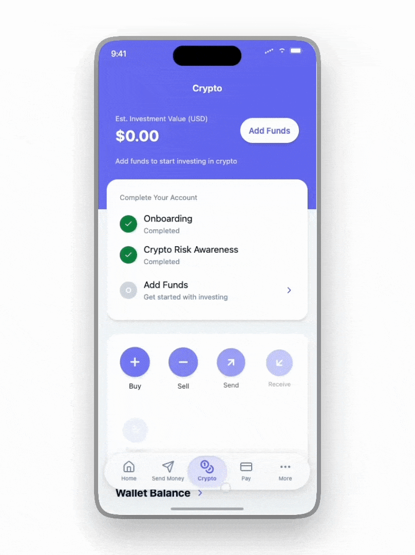 Animation of adding funds