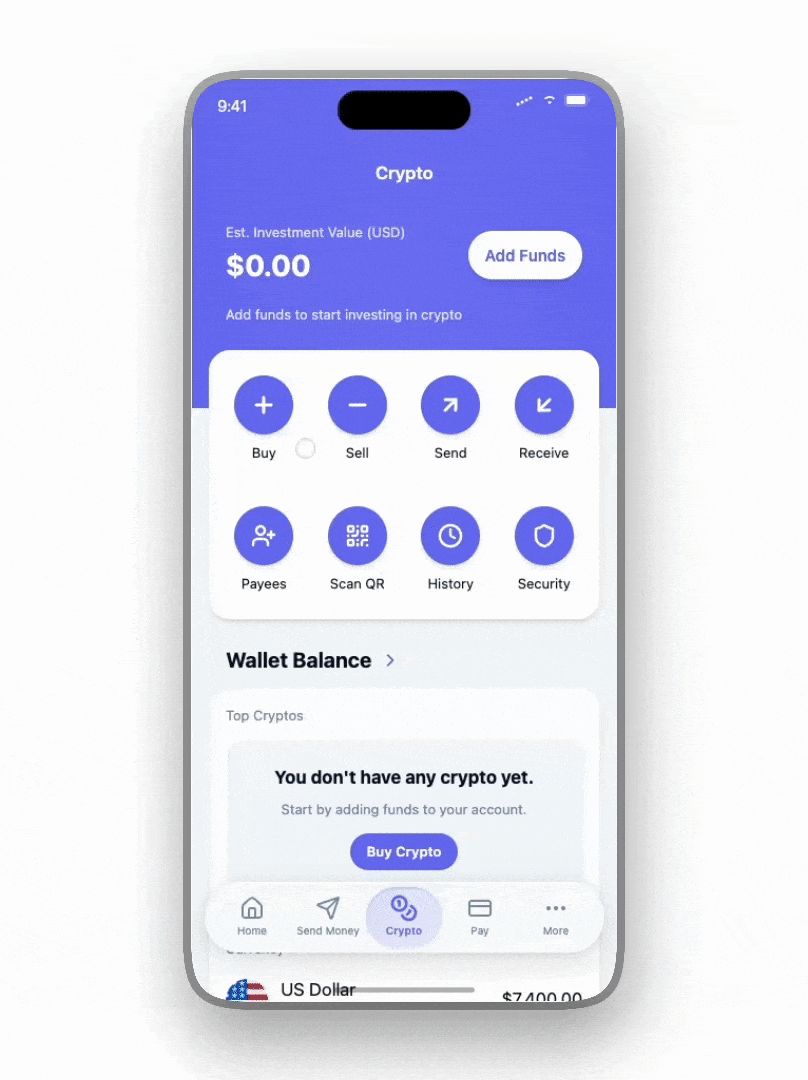 Animation of buying crypto