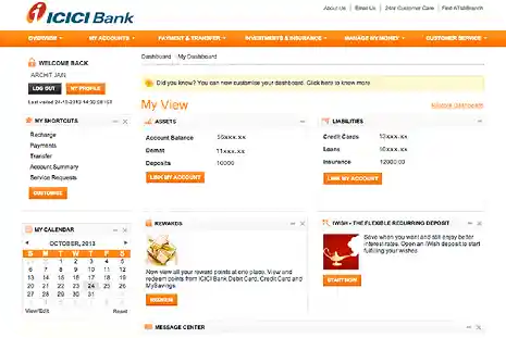 ICICI Mobile App Interface