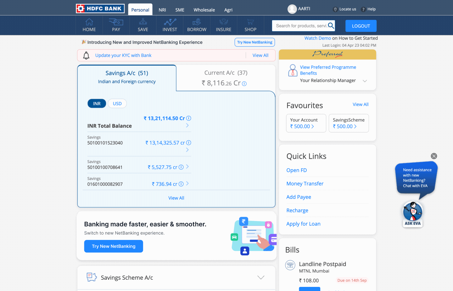 HDFC Dashboard